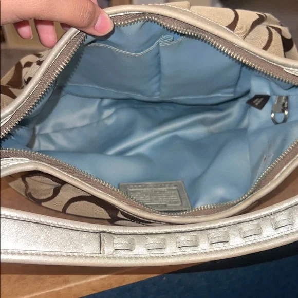 Coach Gold and Silver Monogram Hobo Y2K 2000s Pleated Shoulder Bag - Picture 9 of 11